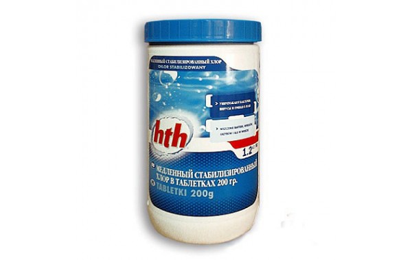 Медленный стабилизированный хлор HtH в таблетках по 200гр.,1,2 кг C800501H2 600_380
