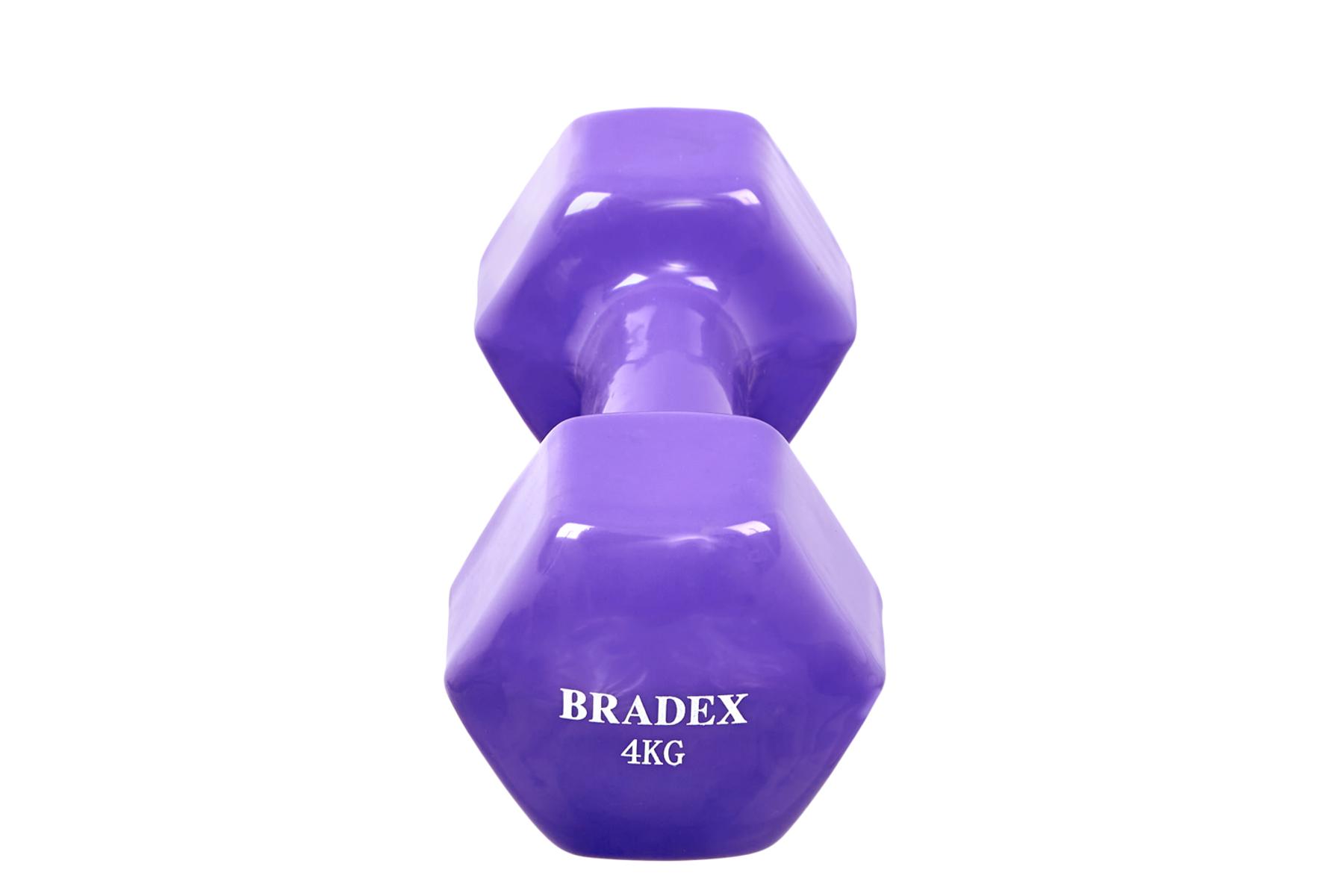 Набор гантелей обрезиненных по 4 кг фиолетовые, 2 шт. Bradex SF 0872 1800_1200